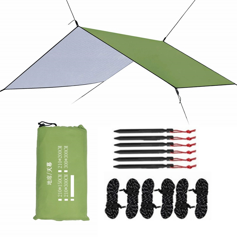 Anti-uv vandtæt hængekøje regnflue telt presenning, hængekøje baldakin 210t ripstop nylon materiale, camping, vandring essentielt udstyr
