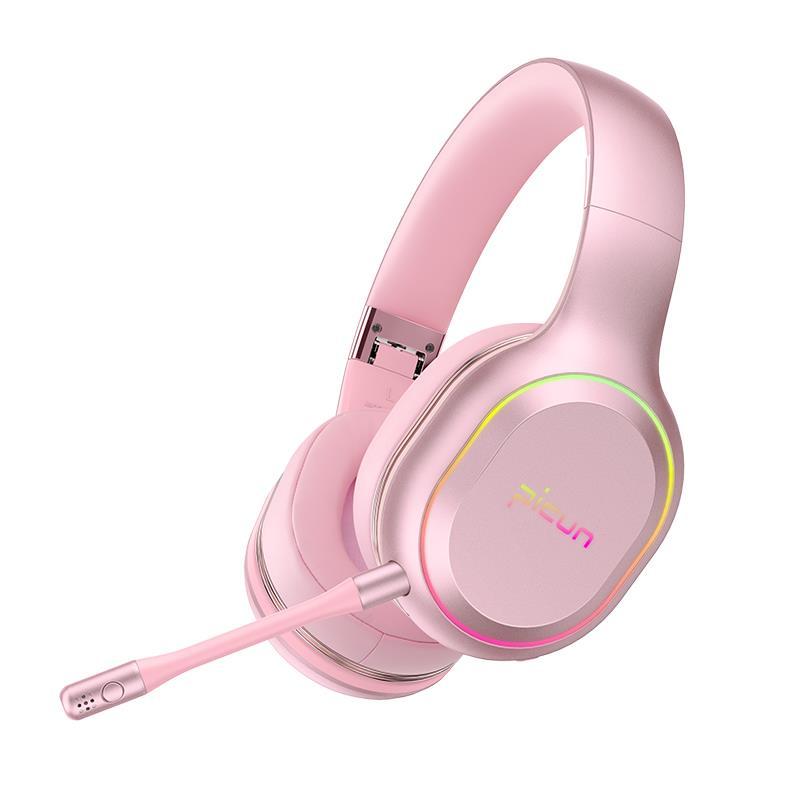 Picun P80X Draadloze Hoofdtelefoon Latency-Gratis Bluetooth Gaming Headset, Noise-Canceling Dual Motion Hoofdtelefoon Met Microfoon: Pink