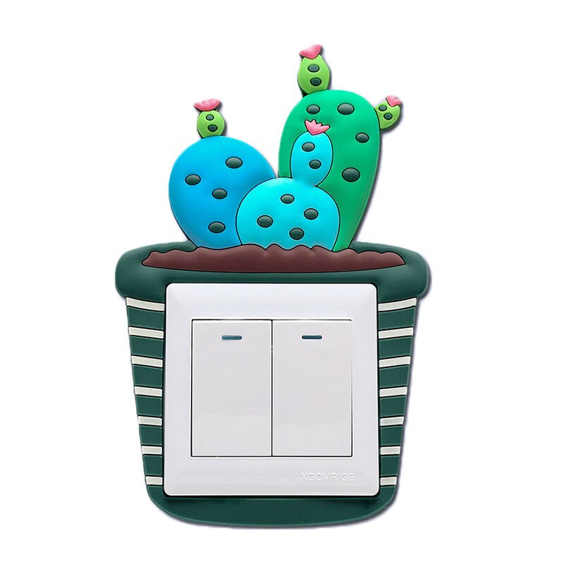 Switch Protection Sticker Room Decor Wall Sticker Cartoon Cactus Unicorn Dino Switch Stickers Home Decorations