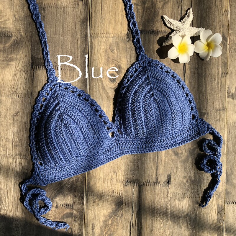 Bikini solidi Mujer costume da bagno all'uncinetto Bikini rosso Top in maglia Bikini Sexy reggiseno da nuoto da donna costumi da bagno femminili di grandi dimensioni s-xl 2019 nuovo