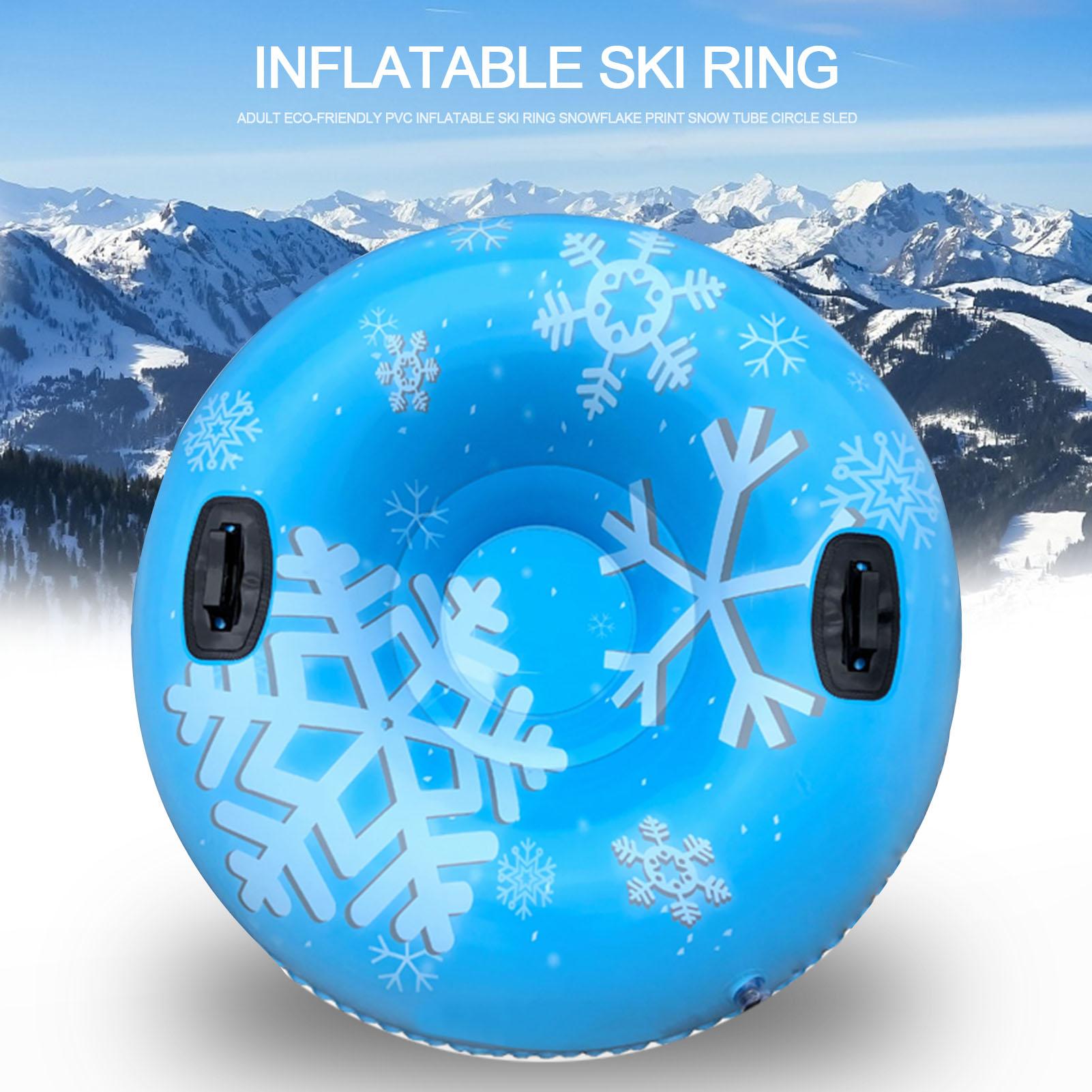 Anillo de esquí inflable de PVC respetuoso con el medio ambiente para adultos, tubo de nieve con estampado de copo de nieve, trineo circular, accesorios deportivos al aire libre