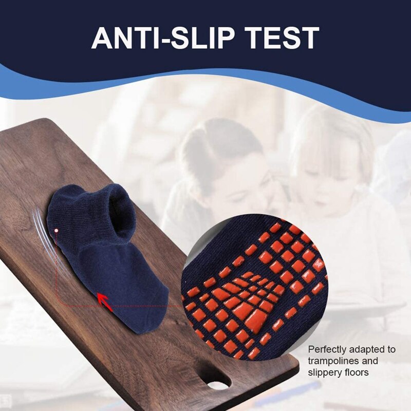 8 Pairs Trampoline Socks Grip Socks Non-Skid Indoor Silicone Rubber Bottom Cotton Socks Workout Athletic Socks