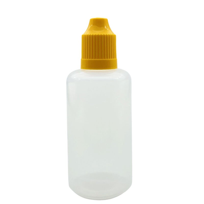 100pcs 10ml PE Plastic Needle Bottle Refillable Empty E Liquid Dropper Bottle With Childproof Cap Squeezable Soft Vial: Yellow Cap