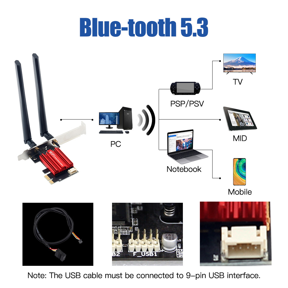 Wifi 6E AX210 PCIE Wifi Adapter 5400Mbps Wireless Ethernet Netzwerk Karte BT 5,3 2,4G/5G/6GHz Dual Band 802,11 AX/AC Für Win 10 11