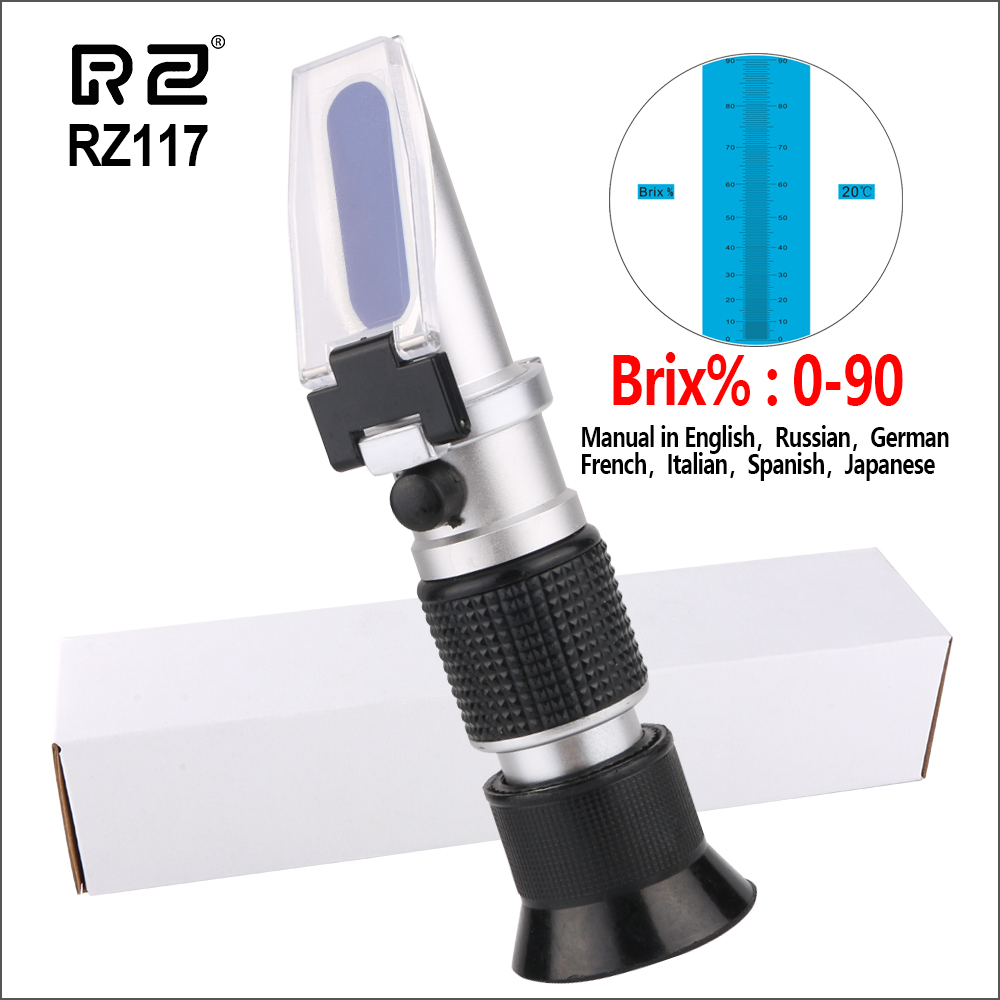 RZ Refractometer Sugar Meter 0-90% Brix RHB-90ATC Handheld Brewing Auto Refractometer Fruit Sauce Meter Sugar Refractomer