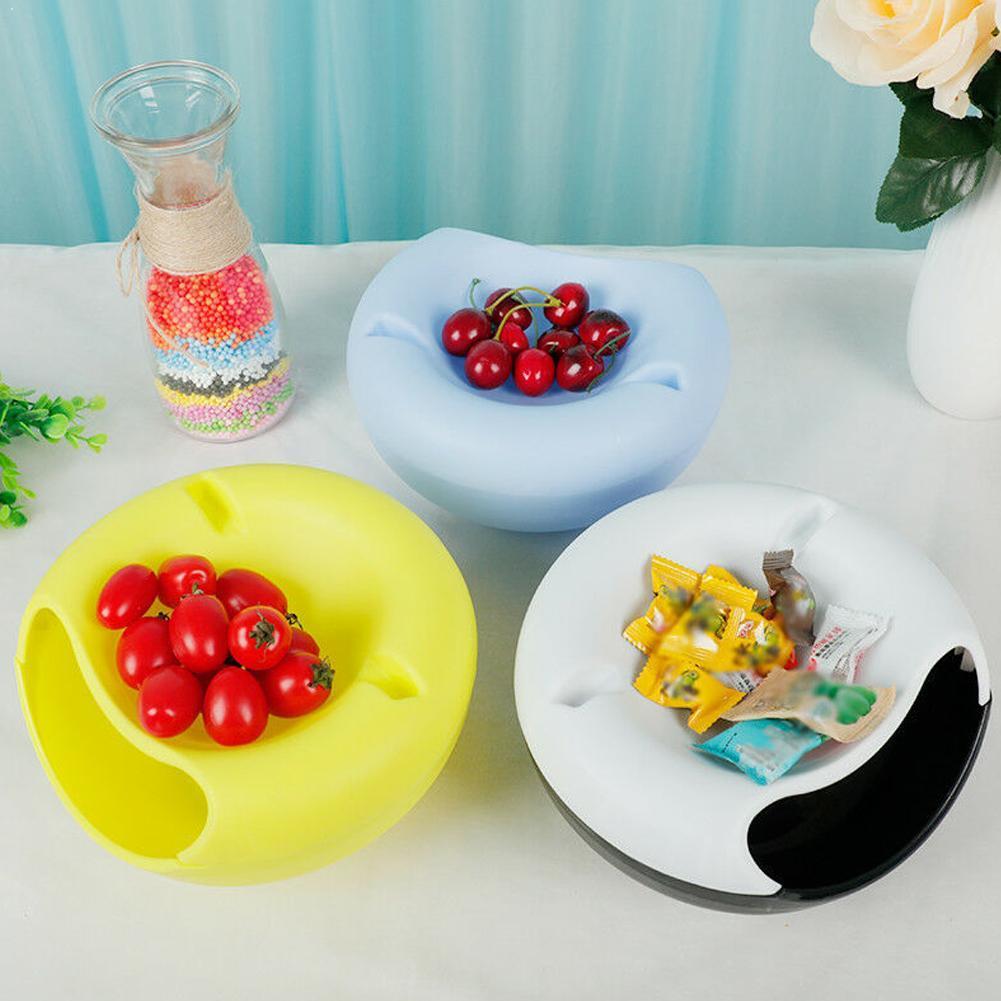 Lazy Snack Bowl Plastic Double-Layer Snack Fruit Colors Bracket And Bowl Bowl Mobile 4 Artifact Chase Box Storage N2H1