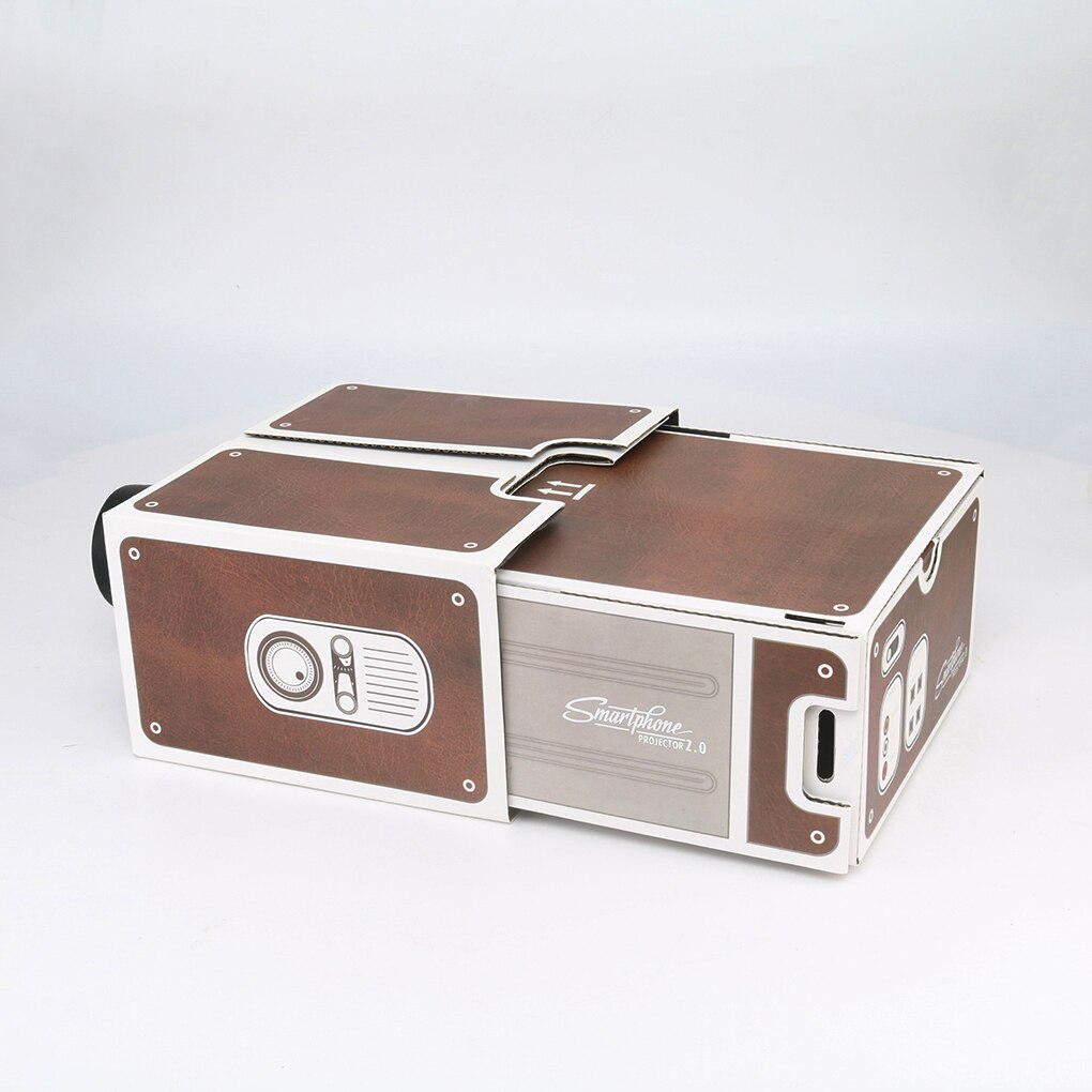 DIY 3D Cardboard Mini Smartphone Projector Light Novelty Adjustable Mobile Phone Projector Portable Cinema