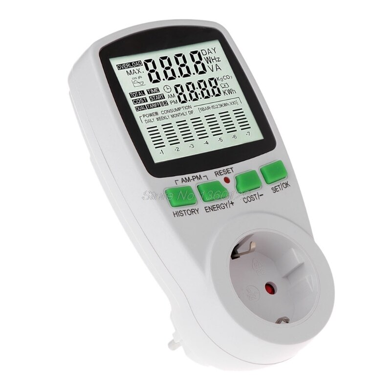 AC Power Meters 220v digital wattmeter eu energy meter watt monitor electricity cost diagram Measuring socket analyzer