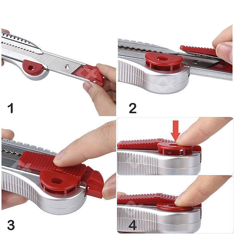Retractable Utility Knife Extra 5Pcs Blades Box Cutter Self Loading Heavy Duty Snap Off Quick Change TPR+PP Handle Cutting