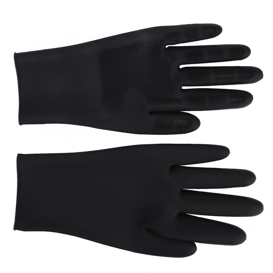 Barbería, guantes de limpieza para lavar el cabello, guantes de silicona antideslizantes para peluquería, guantes de protección para barbería, guantes de silicona: Black