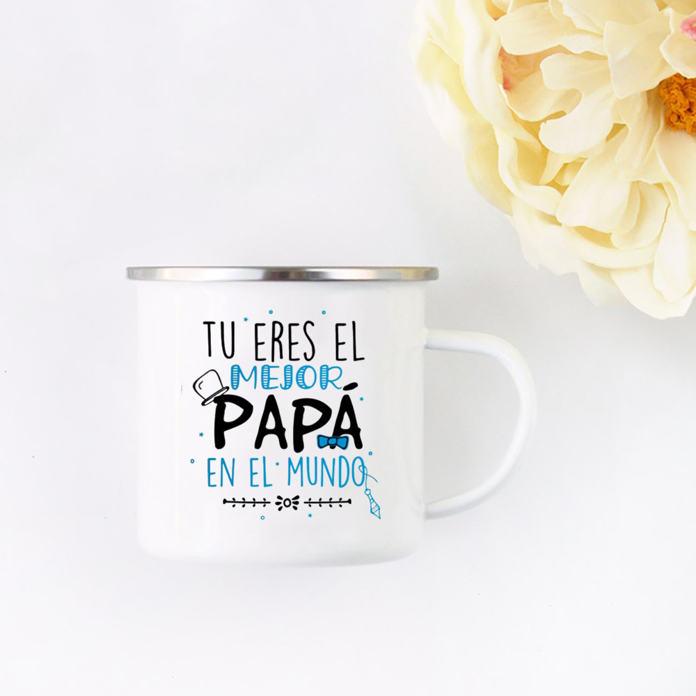 TU ES EL MEJOR PAPA EN EL MUNDO Taza esmaltada Café Té Taza esmaltada Bebida Agua El mejor original y divertido para el día del padre: Azul