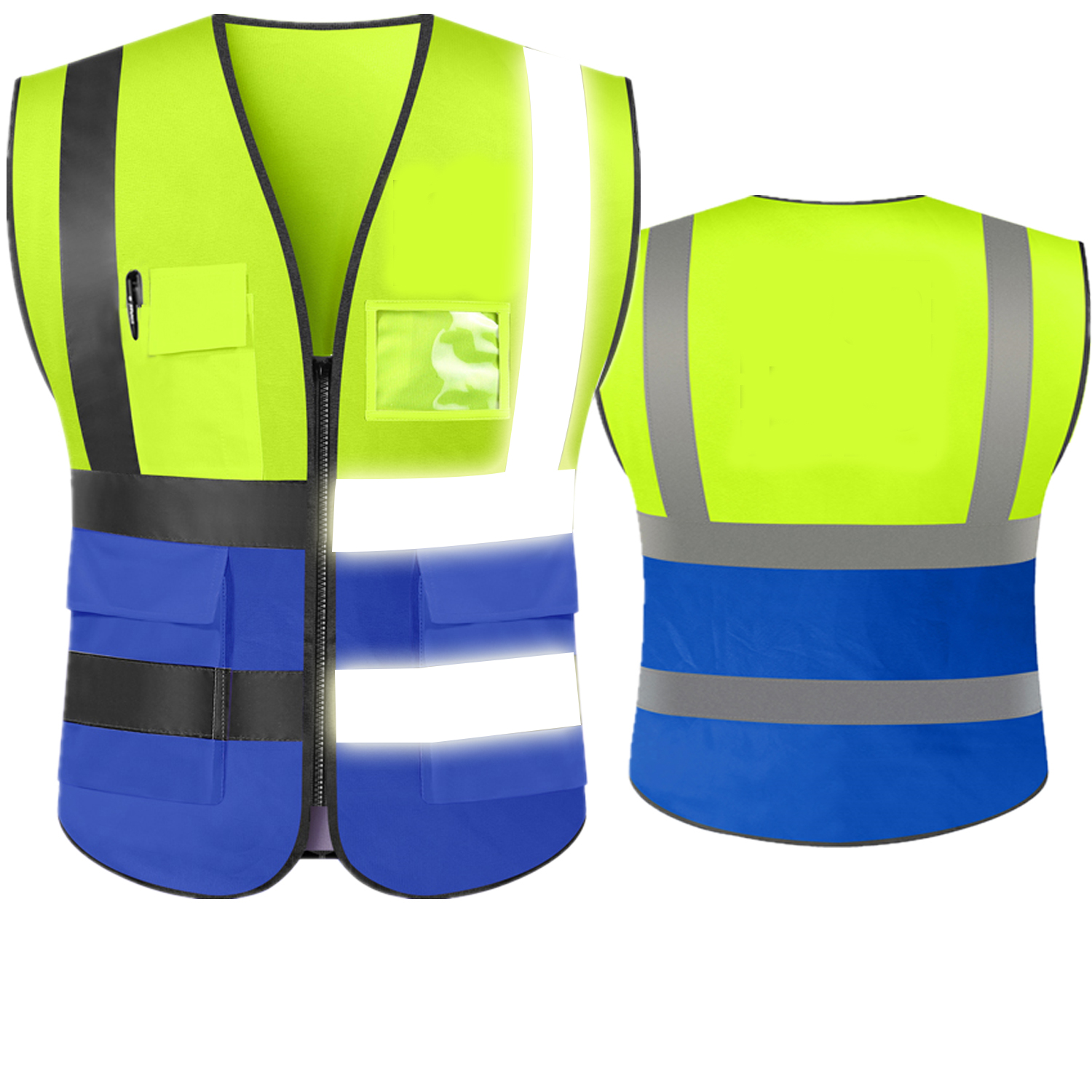 Hi Visibility Reflective Safety Vest With Reflective Strips and 5 Pockets Construction Work Uniform Vest ANSI Class 2 Standard: XXL / PURPLE