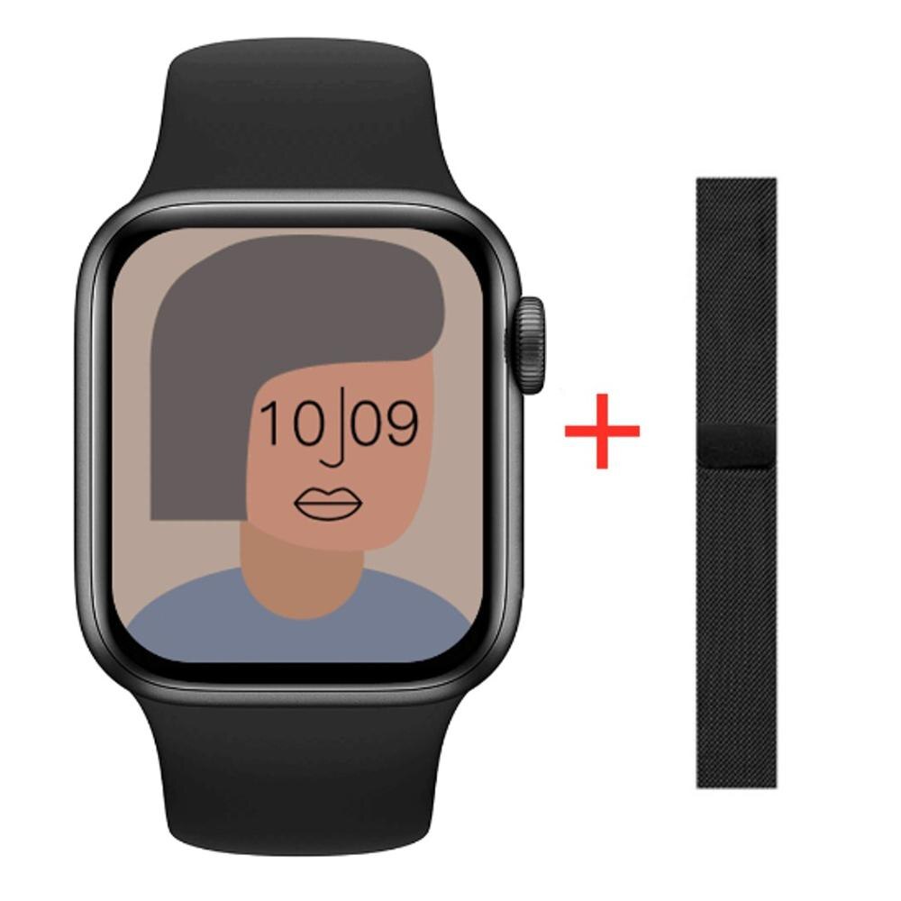 Iwo 10 t500 + relógio inteligente tela de 1.75 polegada freqüência cardíaca pressão arterial esportes rastreador fitness smartwatch para android ios telefone relógio: black set watch
