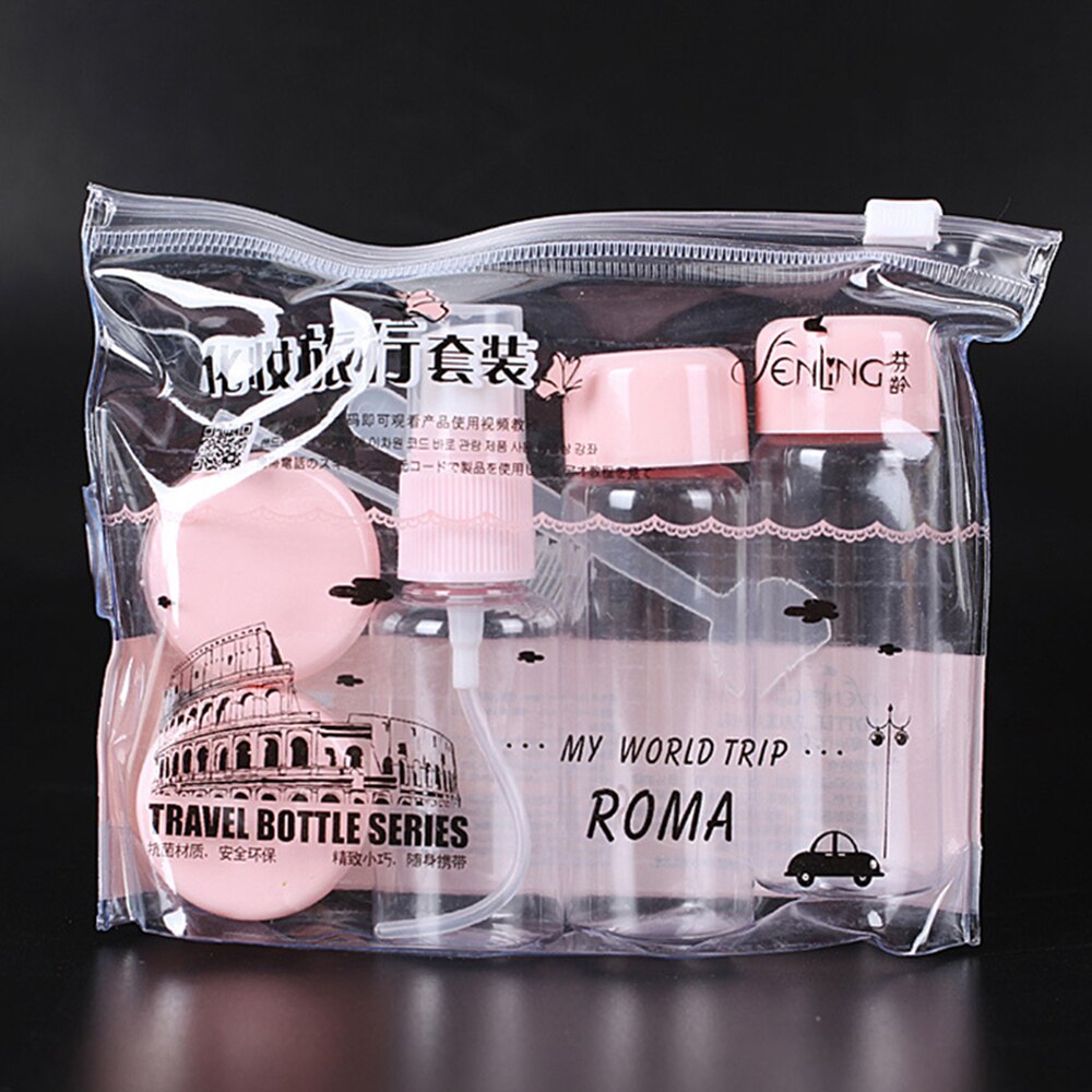Container Bottle 7 Pcs/set Travel Mini Plastic Transparent Empty Make Up Container Bottle Kit Storage Jars: 01
