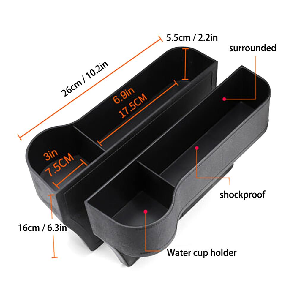 2x bil opbevaringstaske boks bilsæde lomme sæde gab organizer caddy catcher plads butik lækagesikker opbevaring oprydning spalte slids lomme