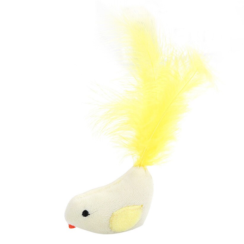 Cute Cat Toys Soft Plush Birds Feather Tail Interactive Small Dog Pet Toy 80926: YE