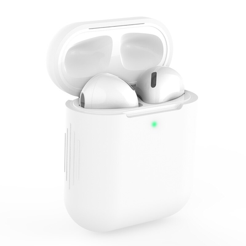 Anti-caída de fundas de silicona para los Airpods de Apple 1/2 Bluetooth protección auricular inalámbrico para los AirPods 1 2 accesorios de la cubierta: Transparent