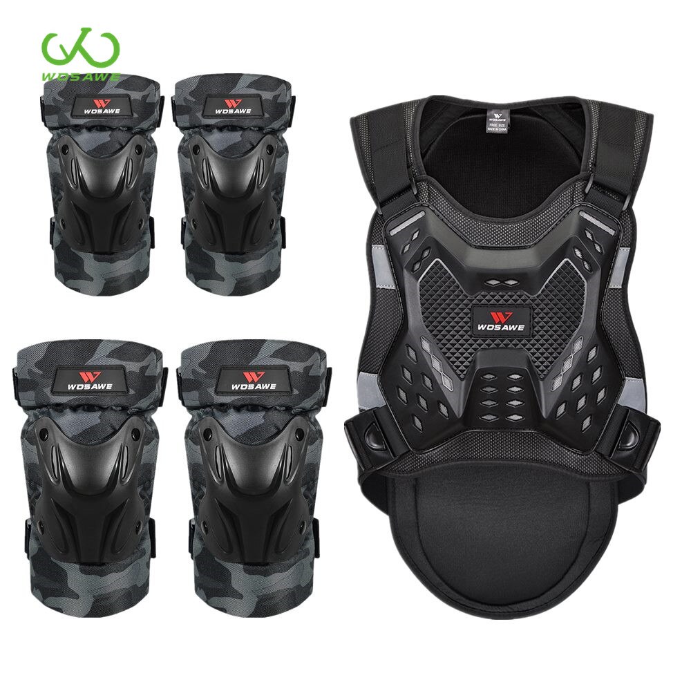 WOSAWE Adult Protective Motocross Armor Jacket Body Support Bandage Ski Chest Back Protection Suit Motorcycle Protective Gear