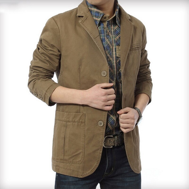 Chaqueta de traje maduro Blazer para hombre Chaqueta de traje informal para hombre delgado de 3 botones de un solo pecho capa de trabajo de talla grande M-4XL