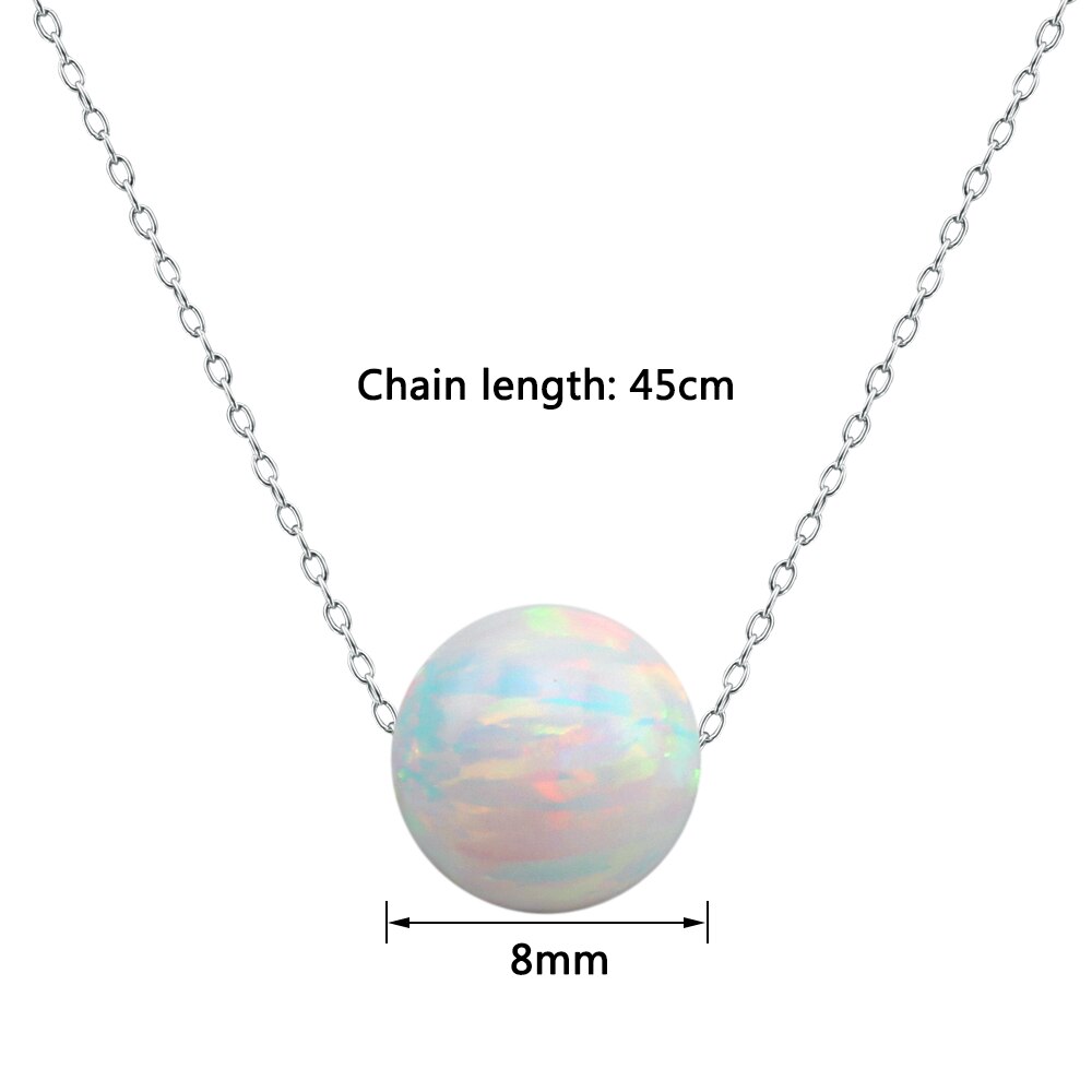 Halskette mit rundem Opal-anhänger, halskette mit weißem feueropal, Collier, 925 halsketten aus sterlingsilber, damenschmuck