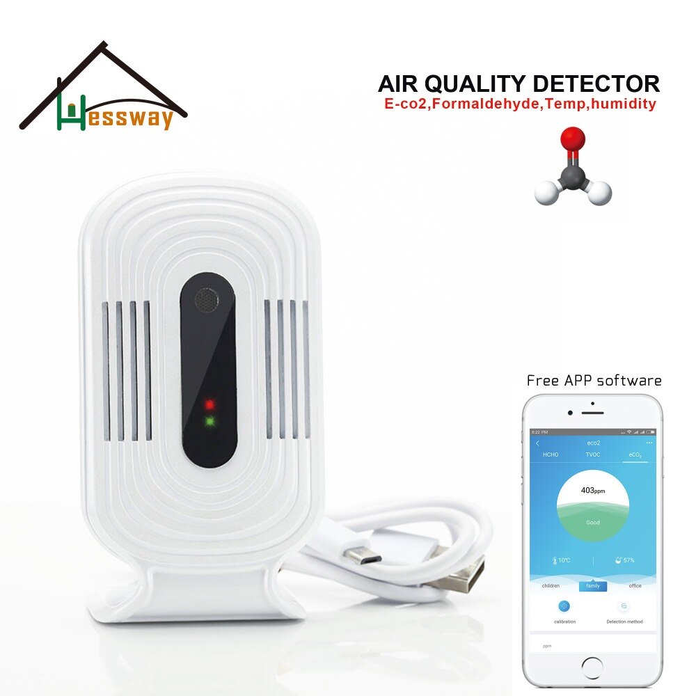 USB Power CO2 TVOC temperature and humidity HCHO sensor WIFI Smart connection for air detector