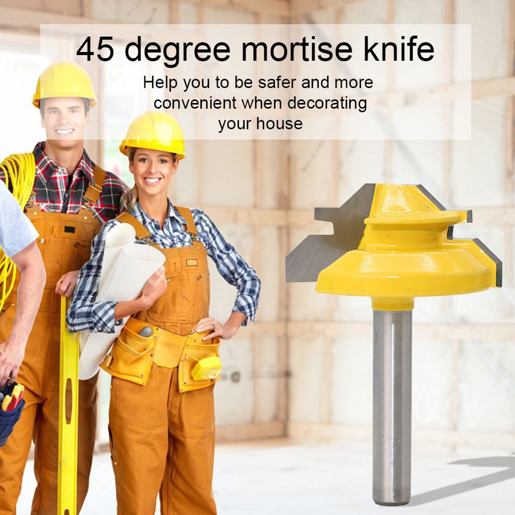45 Degree Tenon Knife 1/4 inch 1/4*1-3/8 Stile Finger Joint Glue Router Bit Cone Tenon Woodwork Cabinet Door Cutter Hand Tool
