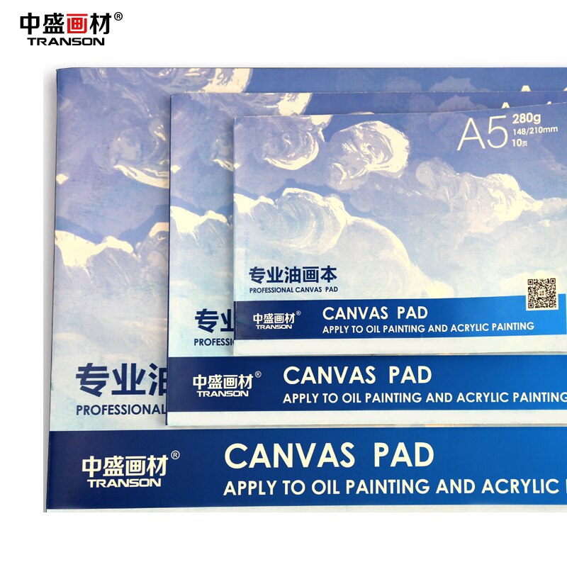 Transon Blank Canvas Book 10 Sheets 280g Cotton Fine Texture Oil Painting Canvas Pad Canvas Paper For Drawing School Supplies