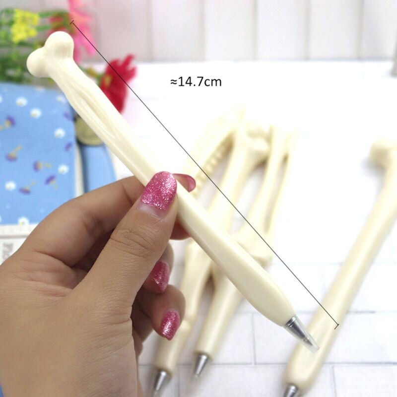 5 stks/partij Balpen Bone Vorm 0.7mm Schrijven Balpennen Blauwe Inkt Refill pen School Kantoorbenodigdheden levert