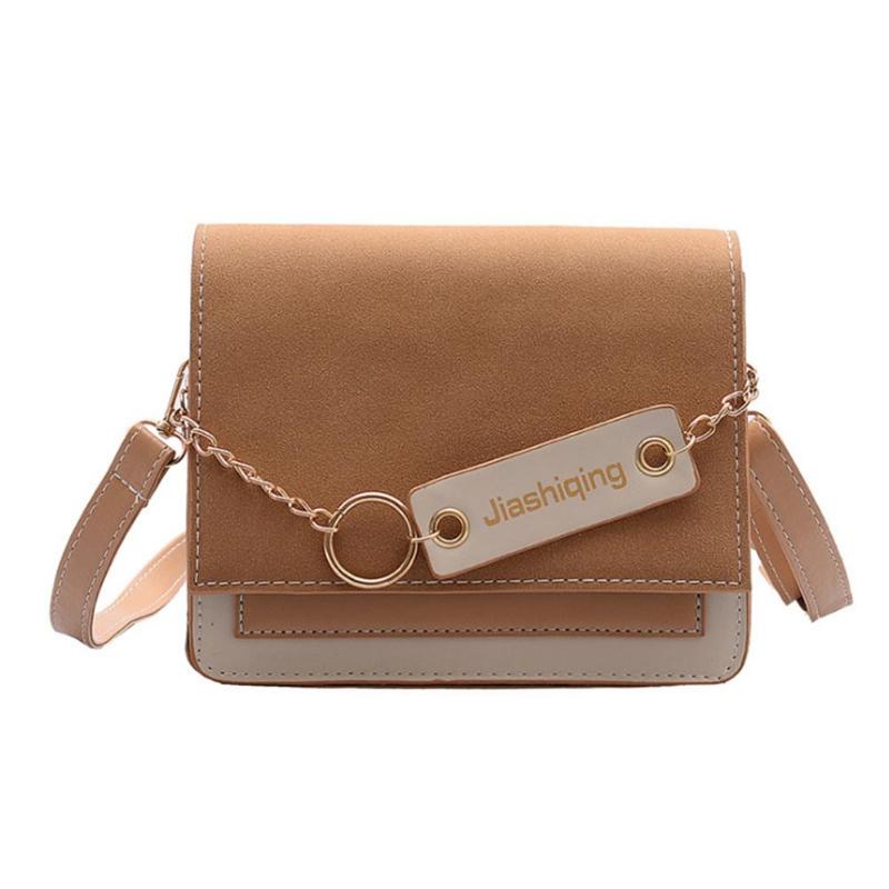 Frostet crossbody veske kvinner høy personlighet hit farge skjøting bærbare skulder messenger bags: Brun