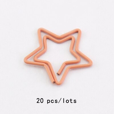 TUTU 20PCS/LOT star Shape Paper Clipsgreen pink Color Funny Kawaii Bookmark Office School Stationery Marking Clips H0028: pink