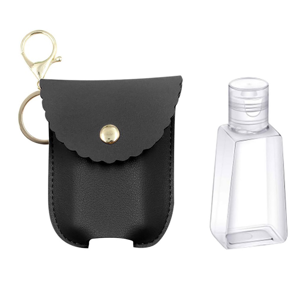 30ml Travel Leak Proof Leather Case Keychain Bag Refillable Empty Bottle For Hand Sanitizer Bag With Key Rings Pendant Bottle