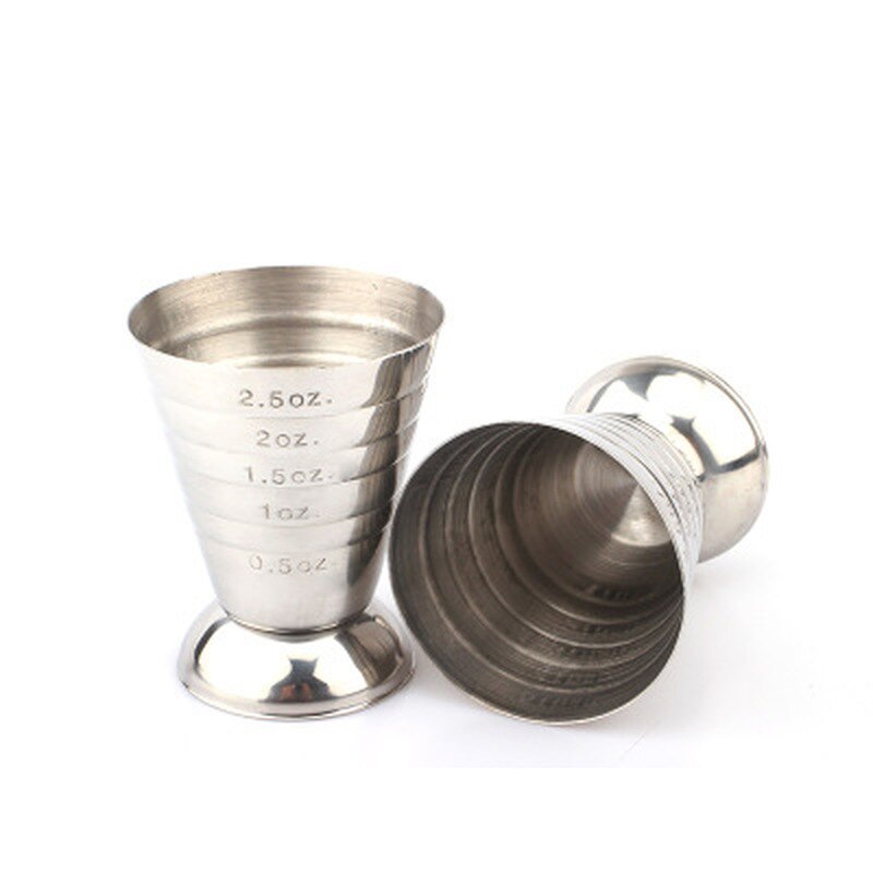 1PC 75ML Stainless Steel Measure Cup Cocktail Tool Bar Mixed Drink Accessories 3 In 1 Cocktail Tools Bar Jigger Cup