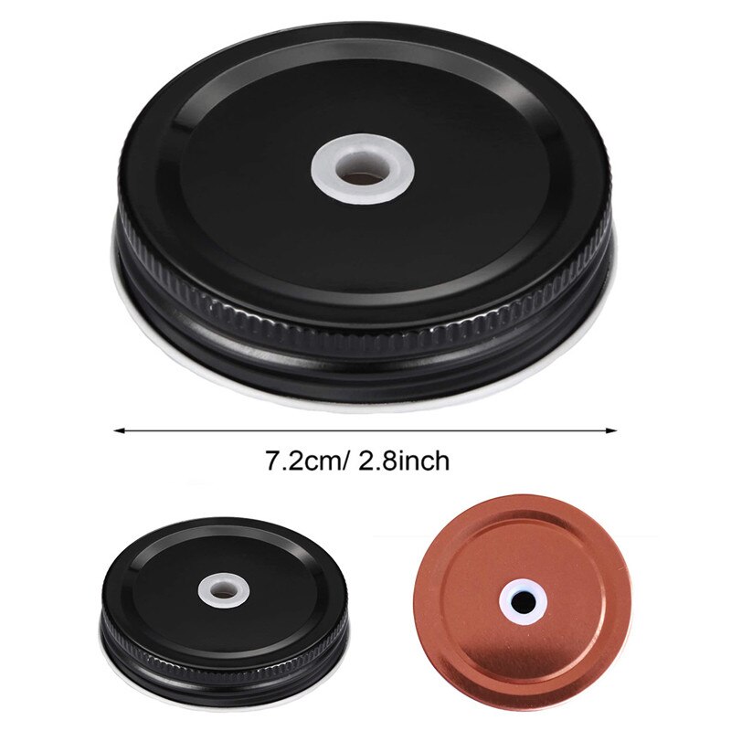 5 Pièces Couvercles De Pot Mason Avec Trou De Paille Durable Étain Bouche Régulière D'étanchéité Pot Couvercle Pour Tasse Maçon Maison Accessoires De Cuisine