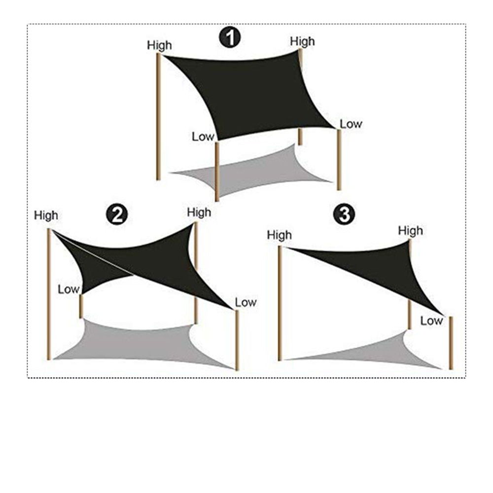 Imperméable Anti-UV soleil ombre voile canopée voiles auvents abri Durable Triangle Rectangle carré pour jardin de cour avec des cordes