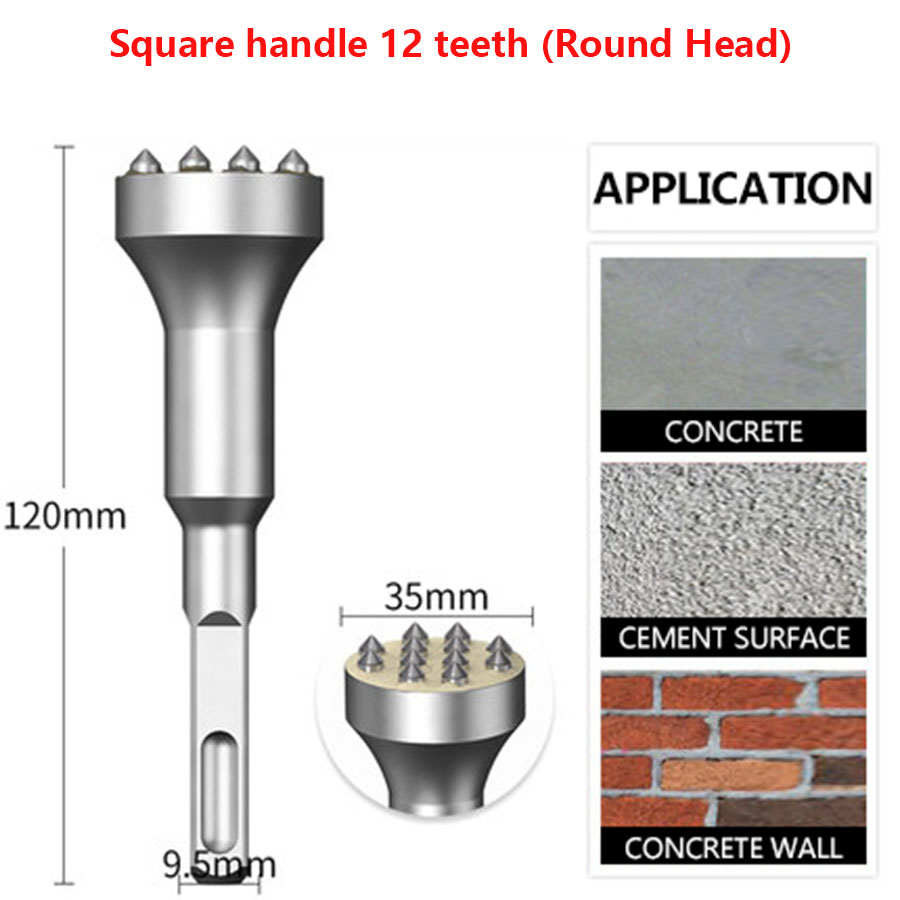 Drill Bit Flower Hammer Chisel Cement Concrete Wall Hit Lychee Surface Electric Pick Electric Hammer One Alloy Hair Hit Artifact: Brown