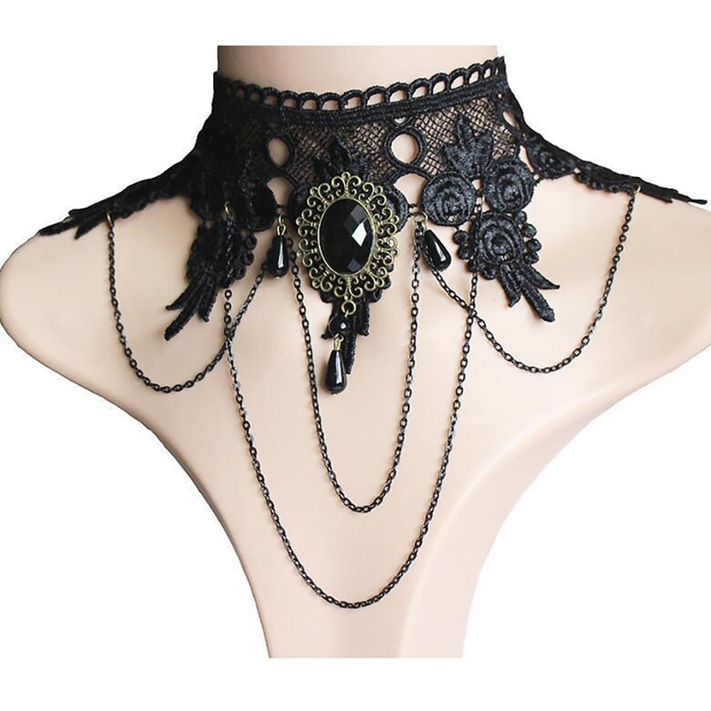 Boho Parure di Gioielli da Donna Vintage Gothic Orecchini Set di Halloween Dei Monili Delle Donne Set Collana Del Choker Del Merletto Anello della Mano Del Braccialetto Set