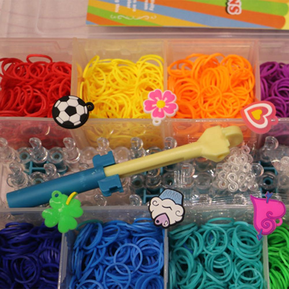 DIY Rainbow Rubber Bands Twist Loom Set Rubber Loom Bands Kits Friendship Bracelet Maker Making Kit For Kids Hand Made Ornaments