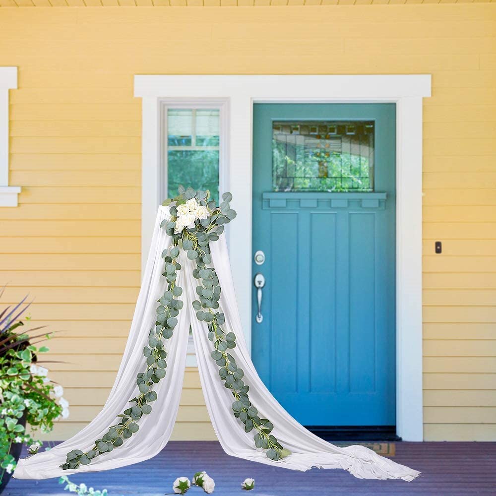 Kunstig grøn eukalyptus pil blade krans vin bryllup grønt hjem fødselsdagsfest bord væg grønne blade dekoration