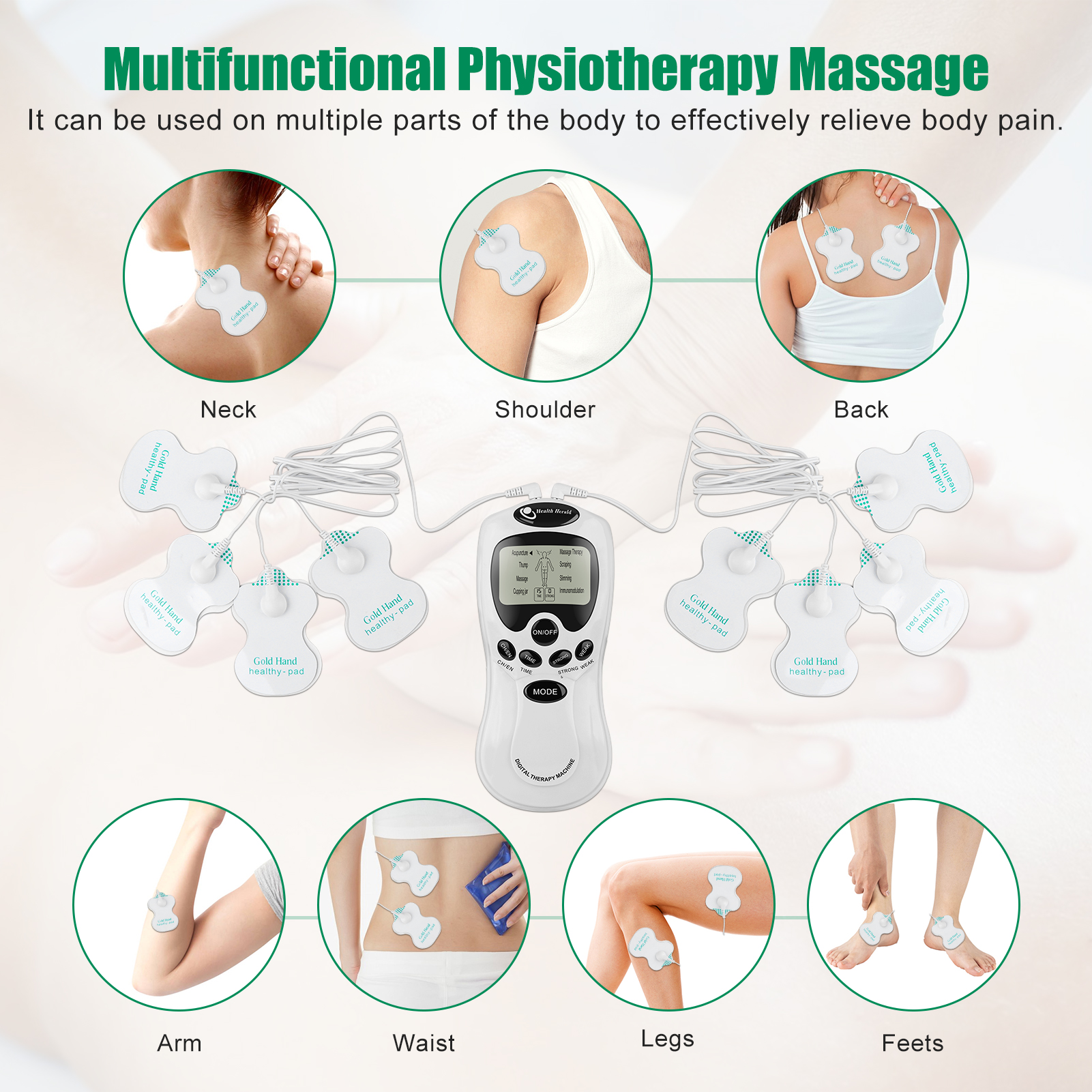 Fysioterapi tens muskelstimulator elektrisk ems akupunktur kropsmassage digital terapi slankemaskine elektrostimulator