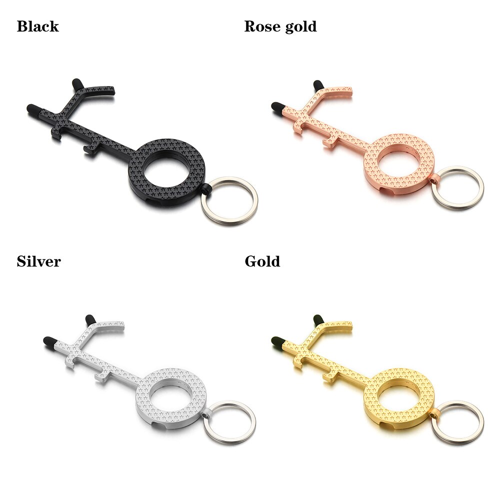 1PC wielofunkcyjny metalowy bezdotykowy mechanizm otwierania drzwi EDC bez dotykania winda mechanizm otwierania drzwi uchwyt breloczek przycisk akcesoria