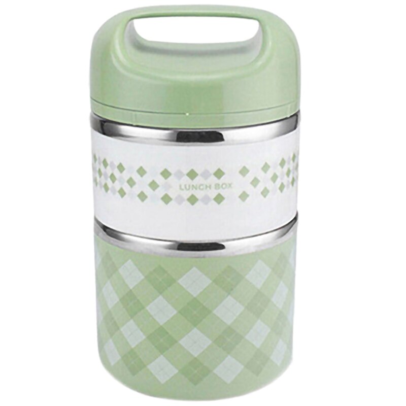 Portable Stainless Steel Thermal Lunch Box for Office Lunchbox Leakproof Thermo Lunch Box Food Container: Green / 2