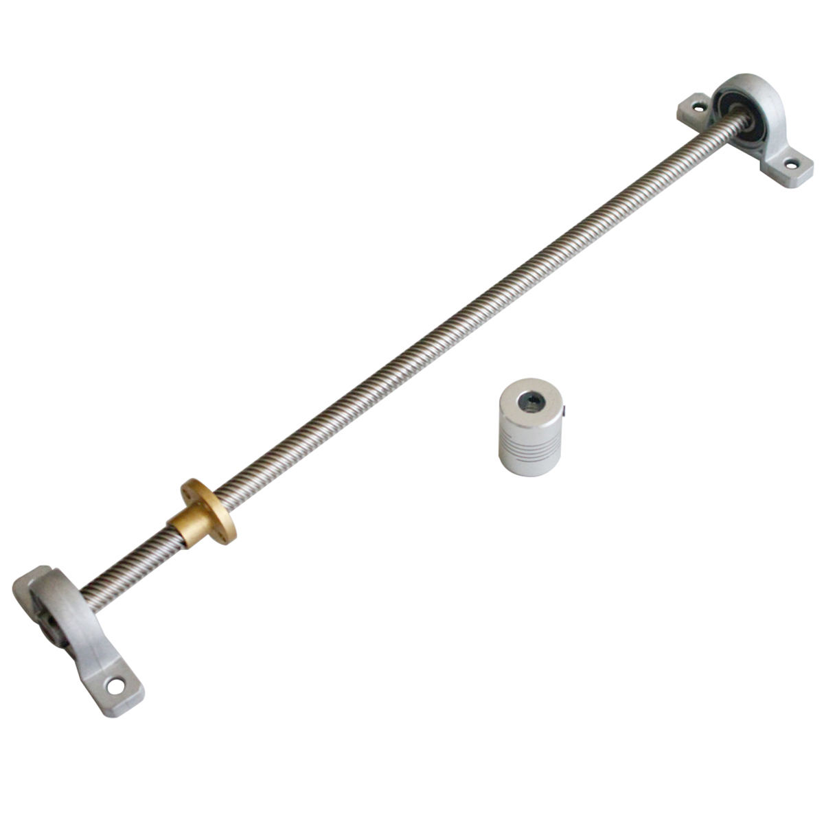 T8 tornillo de plomo 100mm-1200mm Paso 2mm plomo 8mm con tuerca y eje de rodamiento KP08 y acoplamiento Flexible de 5*8mm piezas de impresora 3D