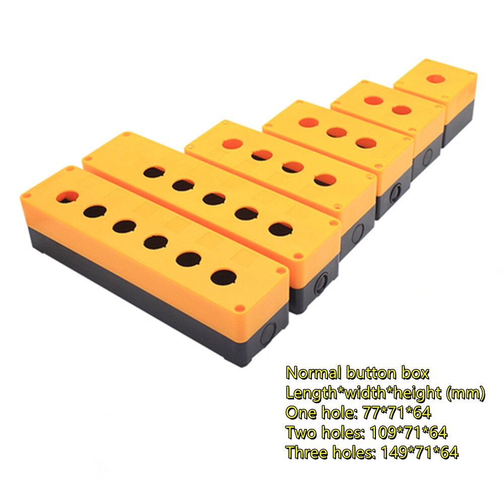 Caja de botón a prueba de agua, interruptor de caja de control, cassette/orificio de montaje de 22mm, 1 Uds.: Normal box yellow