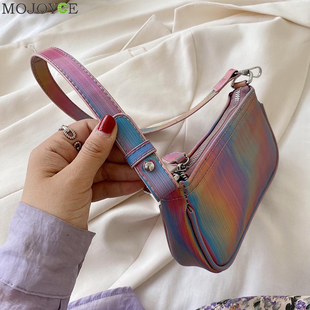 Mode Vrouwen Tote Bag Pu Schouder Handtassen Lady Rainbow Kleine Onderarm Portemonnees Multi-Functionele Vrouwelijke Festival