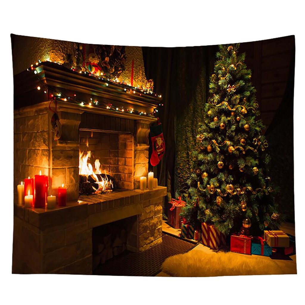 Christmas Art Wall Hanging Tapestry Christmas Beautiful House Tapestry Background Home Decoration Xmas Year: H