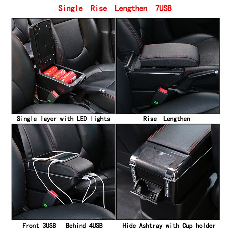 Armsteun Doos Voor Mazda CX-3 Auto Centrale Opslag Container Pu Leer: single usb
