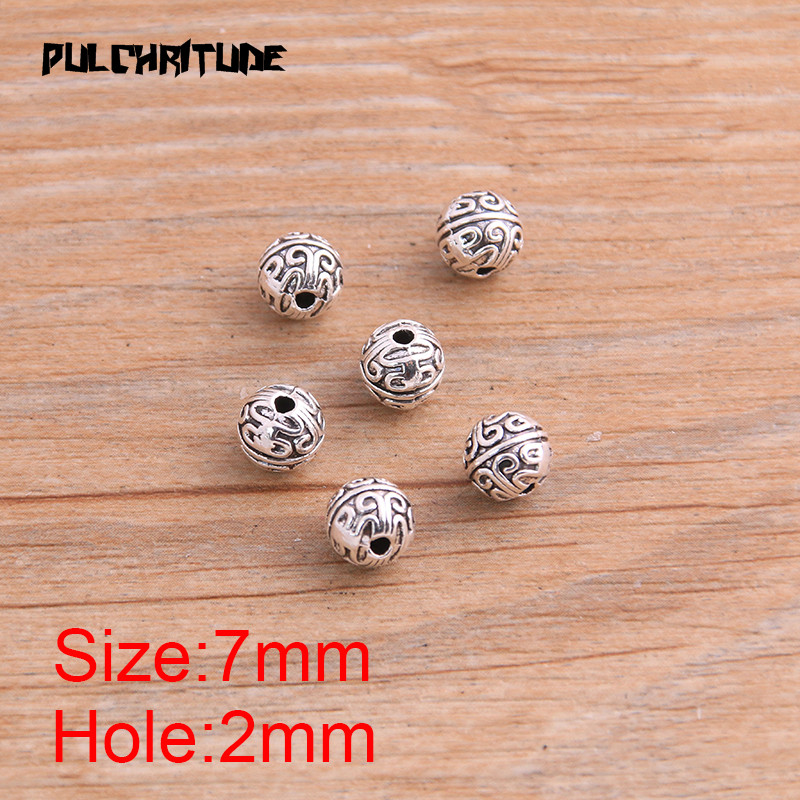 20 piezas 7mm tres colores patrón de cuentas esféricas dijes de cuentas para pulseras de cuentas Diy joyería hecha a mano: Negro