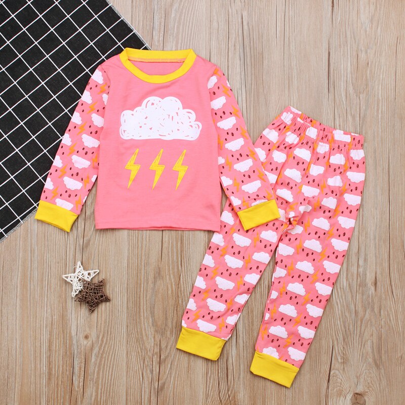 Rorychen Baby Meisjes Pyjama Wolken Nachtkleding Kinderen Pijamas Jongens Pyjama Lange Mouwen Katoen Nachtkleding Voor 2-7 Jaar