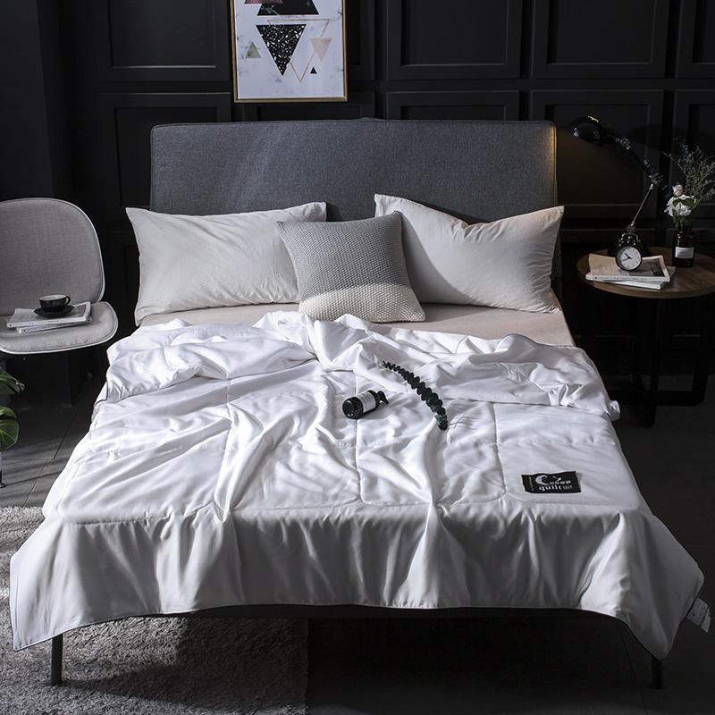 50 Zijde Dekbed Spreien Gewatteerde Deken Zomer Winter Koning Koningin Full Twin Size Dekbed Beddengoed Set Pure Kleur Gouden Wit