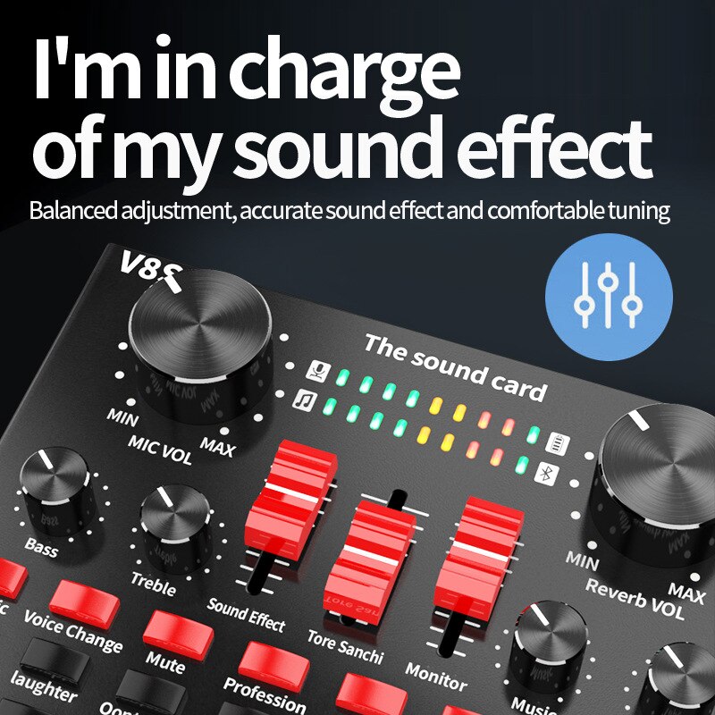 V8S Multifunctional Live Sound Card Live Usb Bluetooth External Sound Card with mic For Mobile Computer Audio Interface